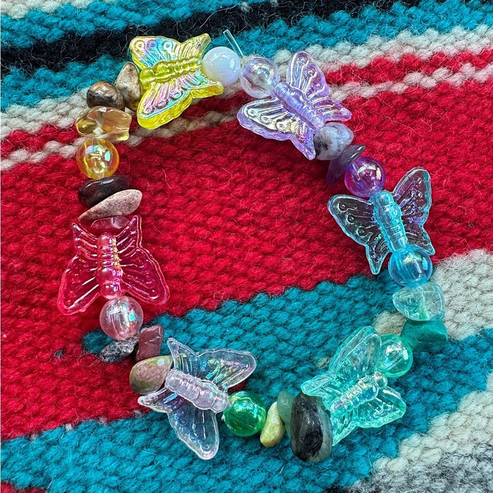 Bracelet Crystals Beads Butterflies 🦋 Hand Made w Love